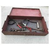 Steel box with tools.