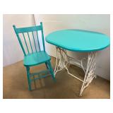 Table from a Sewing Machine Stand and chair.