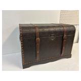 Retro leather covered trunk. 24' x 13.5' x 16.5' H
