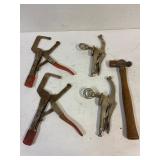Clamps and ball pein hammer