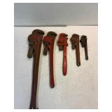 Pipe wrenches. 24', 18', 14', 10', 8'