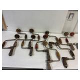 Brace hand drills. 10 assorted.