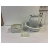 Wash basin. Pitcher. Chamber Pot. Soap Dish.