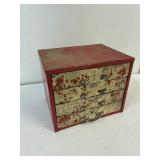 Tin cabinet 12.5 x 8 3/4 x 9.5' high w contents.