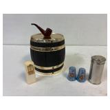 Ice bucket. Salt and pepper. Shaving stick tin