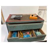 Wood box 23.5' x 14.5 x 12' H, staplers &staples.