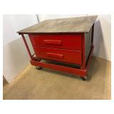 Work Table on Castors, 39.5 x 30.5 x 29' High