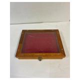 Display case. Needs a new glass. 13.5' x 10 3/4'