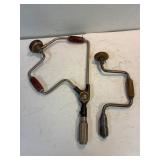 Corner brace and regular brace hand drills.