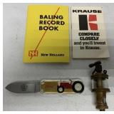 4 pcs-Lunkenheimer Oiler/Ford Knife/NH Book