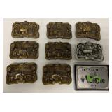(9) Toy Farmer Belt Buckles from the 1980