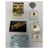 International ephemera, pins and screwdriver