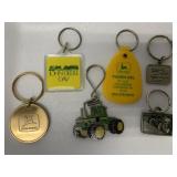 6 assorted John Deere key chains