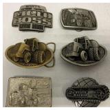 (6) White/A-C/Ford/State-Line Belt Buckles