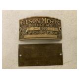 (2) Gilson Mfg./Sandwich Mfg. SN Tags