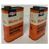 (2) One Quart Empty Allstate Motor Oil Cans