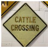 Metal Cattle Crossing Road Sign