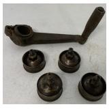 (5) Grease Cups & Cast Iron Crank Handle