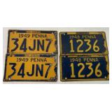 (4) 1948 & 1949 PA License Plates