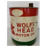 Five Gallon Wolf's Head Motor Oil Can