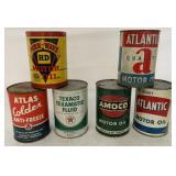 6 Atlas/Amoco/Texaco/Atlantic/Penn-Wave Cans