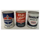 (3) Texaco/Atlas/Amoco Unused Oil Cans