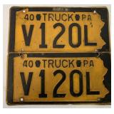 Pair of 1940 PA Truck License Plates