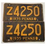Pair of 1935 PA License Plates