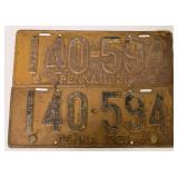 Pair of PA 1921 License Plates