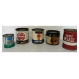 (5) 76/Wards/Kendall/Sears/Gulf Grease Cans