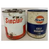 (2) Five Gallon Gulf/Sinclair Fluid Cans