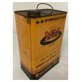 Empty One Gallon M-M Hydraulic Fluid Can