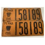 Pair of PA 1916 License Plates