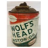 Wolf's Head Motor Oil Five Gallon Can