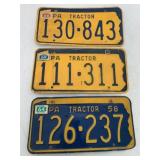 (3) 1960's Era PA Tractor License Plates