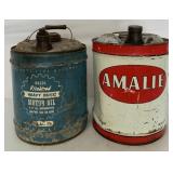 (2) Five Gallon Amalie/Wards Oil Cans