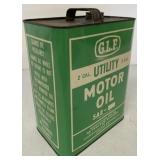 Empty Two Gallon G.L.F. Utility Motor Oil Can