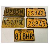 5 PA 1934 Truck/1955/1957 PA License Plates