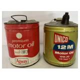 (2) Five Gallon Unico/Agway Oil Cans