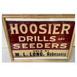 Framed Old Carboard Hoosier  Drills Sign