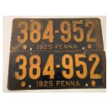 Pair of 1925 PA License Plates