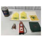 gas pump clocks, fantasy oil can, advertising