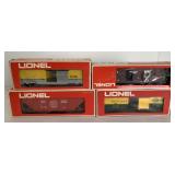 4 "O" Lionel Boxcars/Hoppers