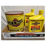Metal Gallon Pennzoil Can Full & 2 Qts