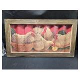Chicken Picture Metal & Wood 22x12