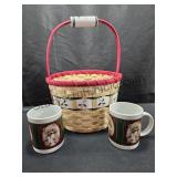 Basket & 2 Teddy Mugs