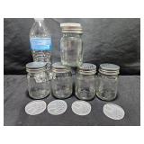 5 Glass Spice Jars & Shaker Lids