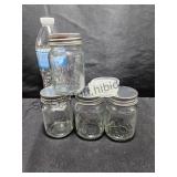 4 Glass Spice Jars & Shaker Lids