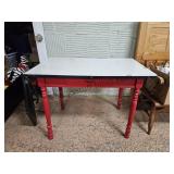 Old Enamel Top Table W/Drawer