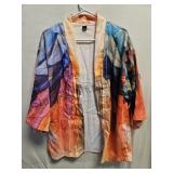 Feather Print Kimono Cardigan SZ LG